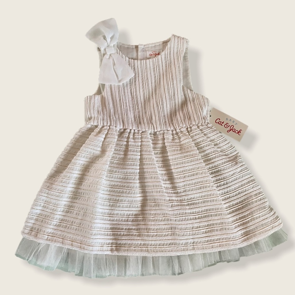 Toddler Girl Formal Dress 18M White Bow NWT